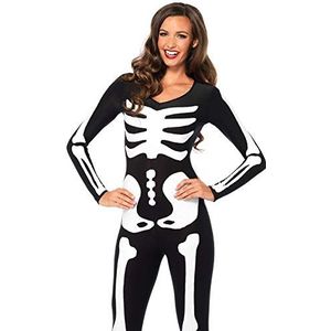 Leg Avenue - 8534602007 - kostuum voor volwassenen - model 85346 - overall motief fluorescerend skelet - maat M - zwart/wit