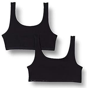 Schiesser Bustier voor meisjes, set van 2, biologisch katoen 95/5, zwart.