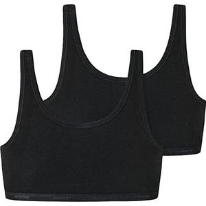 Schiesser Bustier voor meisjes, set van 2, biologisch katoen 95/5, zwart.