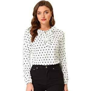 Allegra K Shirt met lange mouwen, voor dames, St. Patrick's Day, Wit.