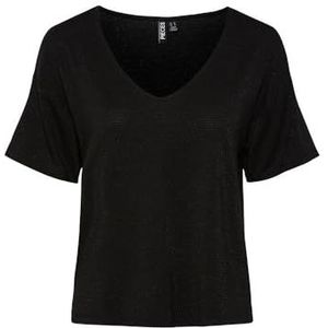 PIECES Pcbillo Oversized Tee Lurex Stripes Noos T-shirt voor dames, Zwart/detail: lurex zwart