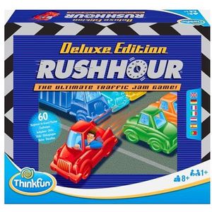 Think Fun Rush Hour Deluxe gezelschapsspel voor kinderen van 8 jaar, bordspel 8 jaar of ouder, bordspellen voor kinderen, logica spel, kinderspeelgoed, 1 speler, 60 uitdagingen