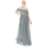 Maya Deluxe lange jurk ‚Bardot‘, marineblauw, bruidsmeisje, dames