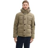TOM TAILOR 1043707 heren bufferjas met afneembare capuchon, 36463 - Jungle Soil Green Corduroy