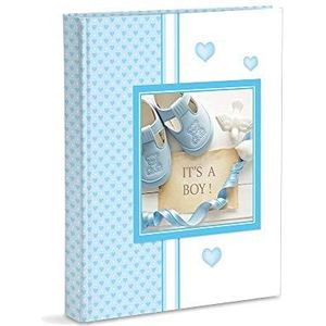 Pergamino Fotoalbum hemelsblauw geboorte kinderen met dagboek, 23 x 30 cm, 56 witte pagina's en 4 gepersonaliseerde pagina's, dikke en robuuste kartonnen pagina's
