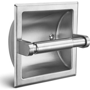 Junsun Geborsteld nikkel inbouw toiletpapier houder zijdepapier houder rol houder voor alle roestvrijstalen constructie incl. montagebeugel achteraan 6,1 W x 6,1 D x 3,58 H