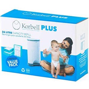 Korbell - Navulverpakkingen voor luiercontainers - MAXI - 26 L - x3 - biologisch afbreekbaar - geurcontrole - capaciteit 330 luiers