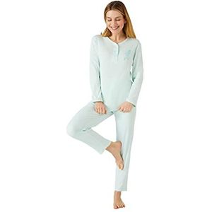 Damart - Pyjama van geribbeld interlock-mesh, lange mouwen, Aqua