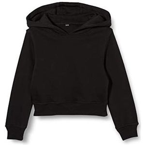 Build Your Brand Meisjes hoodie korte mouwen hoodie in vele kleuren verkrijgbaar maten 110-164, zwart.