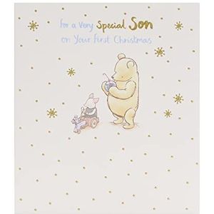 Disney Winnie de Poeh kerstkaart met envelop - schattig motief met beer en biggen