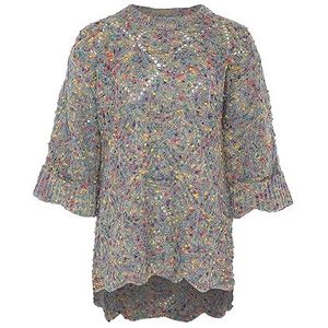 ebeeza Dames trui met korte mouwen en gebreide trui voor dames grijs gemêleerd veelkleurig maat M/L trui sweater, M, grijs melange, veelkleurig, M, Grijs gemêleerd, meerkleurig, M