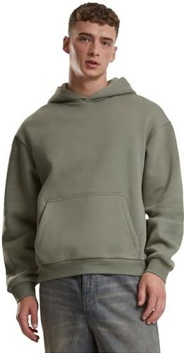 Urban Classics Sweat à capuche Fluffy pour homme, sweat à capuche décontracté pour homme, coupe surdimensionnée, tailles S à 5XL, vert paléolive, L