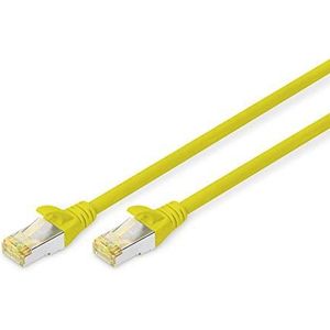DIGITUS Cat 6A LAN-kabel, 1 m, RJ45, netwerkkabel, S/FTP, afgeschermd, Cat-6 & Cat-7, geel