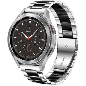 DEALELE Compatibel met Samsung Galaxy Watch 5 / 5 Pro / Galaxy 4 / 4 Classic / Galaxy 3 41mm / Active 2, 20mm Roestvrij Staal Metaal Vervanging Armband voor Huawei GT3 42mm / GT2 42mm, Zilver-zwart