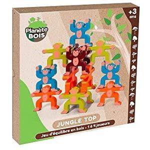 PLANÈTE BOIS - Jungle Top balansspel - FSC - 053328-1 voor 4 spelers - veelkleurig - hout - kinderspel - gezelschapsspel - behendigheidsspel - Montessori - 28 cm x 26 cm - vanaf 3 jaar