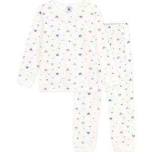 Petit Bateau Pyjama Enfant en Velours imprimé cœurs, Marshmallow/Multico, 5 ans