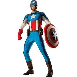 Rubies Marvel Officieel Captain America-kostuum, grote Heritage Deluxe - Mannen standaardmaat voor volwassenen