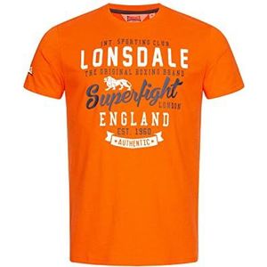 Lonsdale Tobermory T-shirt voor heren, Marl Orange/White/Navy, S, Marl Orange/wit/marineblauw