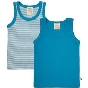 loud + proud Lot de 2 maillots de corps unisexes pour enfant - Côtes fines - Coton bio et certifié GOTS, pétrole, 98-104