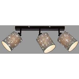 BRILONER - Plafondlamp met sterrenhemel, draaibaar, stoffen lampenkap, woonkamerlamp, slaapkamerlamp, keukenlamp, hallamp, 47,5 x 13 x 15,5 cm, grijs