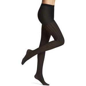 FALKE Dames Linear Lounge 25 DEN dunne panty transparant fantasie patroon zacht 1 paar, Zwart 3009