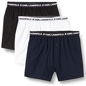 KARL LAGERFELD Set van 3 boxershorts voor heren, zwart/wit/marineblauw.