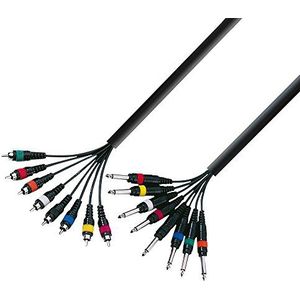 Adam Hall Kabel 3 STAR L8 PC 0300 – meervoudige kabel 8 x 6,35 mm jack mono op 8 x RCA-stekker 3 m