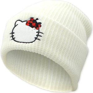 Ohjijinn Anime Beanie Cute Kawaii Beanie Knit Hats, Funny Beanie Hat Winter Skiing Slouchy Warm Cap, Soft Headwear for Women Girls (White)