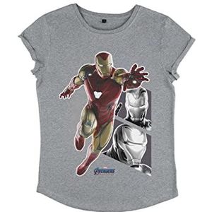 Marvel Avengers Endgame-Ironman Panels Damesshirt met lange mouwen, grijs.