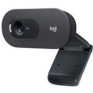 Logitech C505 Webcam HD – Webcam USB HD 720p voor desktop-pc en laptop, met microfoon met lange reikwijdte, compatibel met pc, Mac of Chromebook – grijs