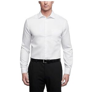 Van Heusen Heren Geklede Overhemden Regular Fit Lux Sateen Stretch Solide, Wit, 45 cm Neck 80 - 87 cm Sleeve, Wit.