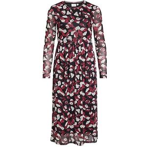 Vila Vivoletta Lau L/S midi-jurk/Su zomerjurk voor dames, Zwart/BOB: Iben