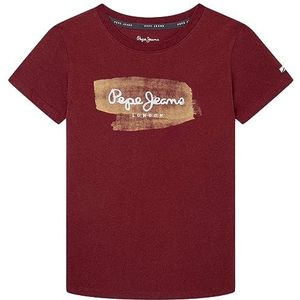 Pepe Jeans Seth Tee Jr. T-shirt voor jongens (1 stuk), Bordeaux-rood)