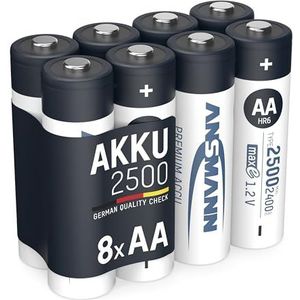 ANSMANN Mignon AA LR06 Min. 2400 mAh 1,2 V NiMH 8 stuks oplaadbaar ideaal voor speelgoed, camera, afstandsbediening, zaklamp, klok, wekker, technische apparaten