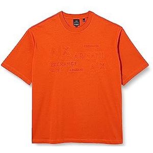 Armani Exchange Polo oversized Heavy Cotton Jersey Embossed Logo Jumper Polo pour homme, Orange, M