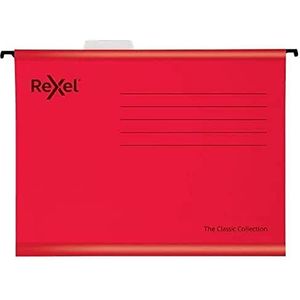Rexel Classic 2115592 hangmap, V-bodem, 15 mm, 100% gerecycled, 25 stuks, rood