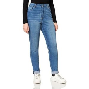 Urban Classics Jeansbroek met hoge taille voor dames, Blauw (Mid Stone Wash 02292)