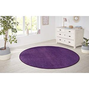 Hanse Home Nasty laagpolig tapijt voor woonkamer, kinderkamer, zacht tapijt (133 cm diameter, 100% polypropyleen, onderhoudsvriendelijk, vloerverwarming), effen paars