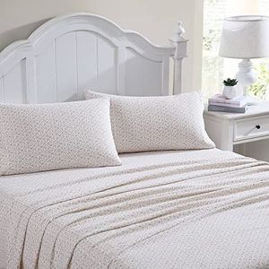 Laura Ashley Home - 4-delige beddengoedset van geborsteld katoenflanel voor super kingsize bed (felroze, kingsize bed), roze Evie roze/groen/wit