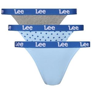 Lee Lee Katoenen tanga voor dames, blauw/strepen/grijs, zacht, rekbaar en comfortabel ondergoed, damesslips, Heather Grey / Print / Dutch Channel