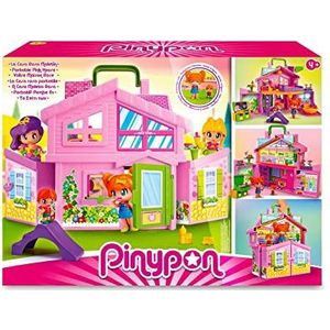 Pinypon - Roze koffer, groot poppenhuis, opvouwbaar, veel verschillende onderdelen en accessoires voor dagelijks gebruik, +4 jaar, 700017012, eenheidsmaat, meerkleurig