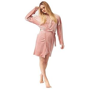 OHS Fluwelen velours shorts jurk met riem dames, nachtkleding, dressing Gown Sleepwear, Poeder roze