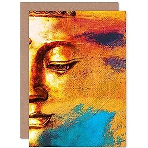 Fine Art Prints CPDT0006 wenskaart met envelop Boeddha gezicht goud