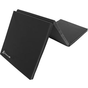 ProsourceFit Tri-Fold opvouwbare oefenmat met draaggrepen, 6-voet lengte x 2-voet breedte x 1,5-inch dikte, zwart