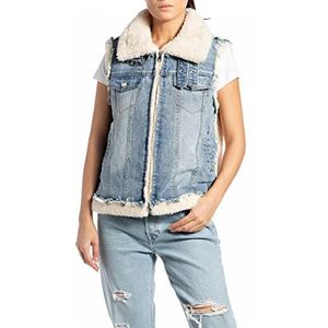 Replay dames spijkervest, 010, natuurlijk wit/medium blauw