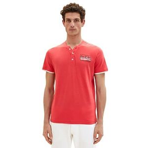 TOM TAILOR T-shirt Serafino pour homme avec petit imprimé, 31045 - Soft Berry Red, XL