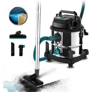 Cecotec Conga Rockstar Wet & Dry Steel Max 20 liter vaste en vloeibare stofzuiger, 1400 W, 22 kPa, afvoersysteem, stofzuiger en ventilator, metalen frame, wielen, actieradius 5 m