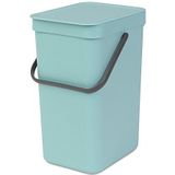 Brabantia Sort & Go Afvalemmer voor keuken, mint, 12 l, met deksel en handvat (wandhouder), incl. zak, PerfectFit