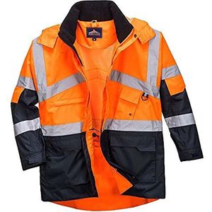 Portwest S760 tweekleurige ademende jas met hoge zichtbaarheid, oranje/marineblauw, maat XL