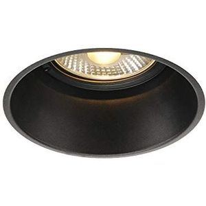 SLV HORN-T LED-inbouwspot, zwart, rond, dimbare plafondlamp voor binnenverlichting, led-spot, schijnwerper, plafondlamp, inbouwlamp, 1 x GU10 QPAR111